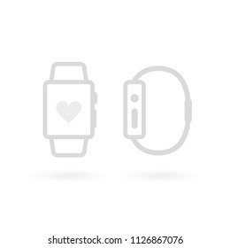 Smart watch. Top and side view. Vector illustration, flat design