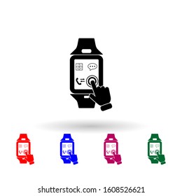 Smart watch touch screen multi color icon. Simple glyph, flat vector of touch screen icons for ui and ux, website or mobile application