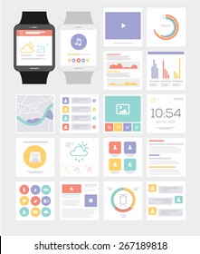 Smart watch. UI Kit. Flat Infographic. Vector illustration.