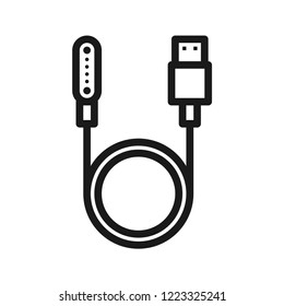 Smart Watch USB Charger. Line vector. Isolate on white background. 