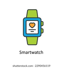 Smart watch  Vector   Fill outline Icons. Simple stock illustration stock