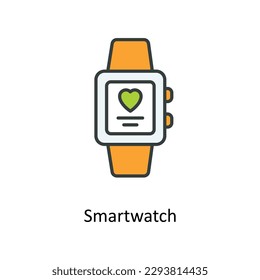 Vector de reloj inteligente   Rellenar iconos de contorno. Material gráfico simple