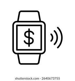 Smart Watch Vector for Finance Tracking and Payment. Wearable banking icon, tap to pay design, smart finance illustration