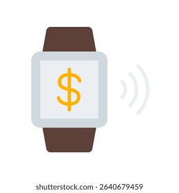 Smart Watch Vector for Finance Tracking and Payment. Wearable banking icon, tap to pay design, smart finance illustration