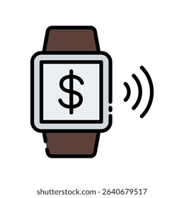 Smart Watch Vector for Finance Tracking and Payment. Wearable banking icon, tap to pay design, smart finance illustration