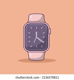 Smart Watch Vector Icon Illustration. Wristwatch Vector. Flat Cartoon Style Suitable for Web Landing Page, Banner, Flyer, Sticker, Wallpaper, Background