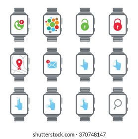 Smart watch. Vector icons. Big set