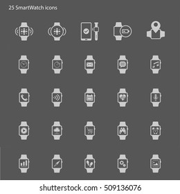 Smart watch vector icons set style