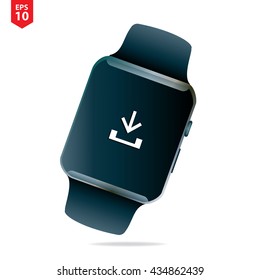 Smart Watch Vector Illustration With Download Update Icon on the screen
