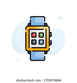 Smart Watch vector illustration. Filled outline style icon. Technology & Smart Working symbol. 