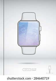 Smart watch vector illustration with low poly art background - Vector design concept
