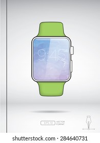 Smart watch vector illustration with low poly art background - Vector design concept