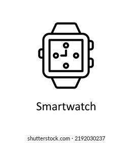 Ilustración de diseño de icono de esquema de vector de reloj inteligente en fondo blanco. Archivo EPS 10