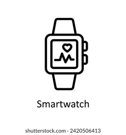 Smart watch vector outline icon style illustration. EPS 10 File