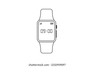 Smart watch vector outline on white background