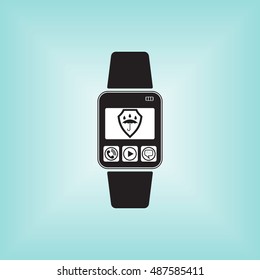 Smart watch vector sign. Isolated smart watch icon. Waterproof vector logo. Smart watch vector illustration with water proof symbol.