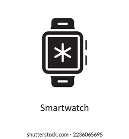 Smart watch Vector Solid Icon Design illustration. Medical Symbol on White background EPS 10 File