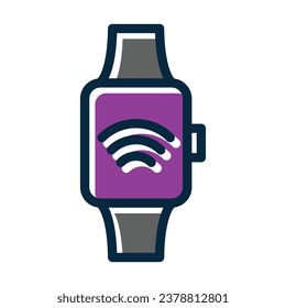 Smart Watch Vector Thick Line Filled Dark Colors Icons For Personal And Commercial Use.
