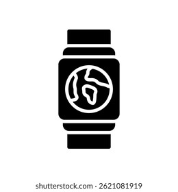 Smart Watch Vector for Wearable Technology and Fitness Tracking – Digital wristwatch icon, health gadget illustration, tech device. Glyph Icon
