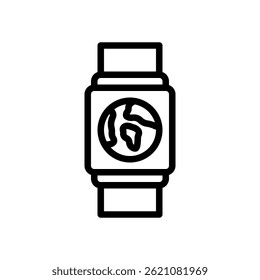 Smart Watch Vector for Wearable Technology and Fitness Tracking – Digital wristwatch icon, health gadget illustration, tech device. Line Icon