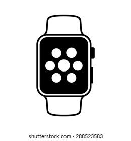 Smart watch wearable with apps on home screen flat vector icon for apps and websites