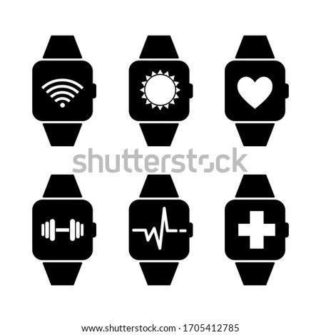 smart watch wearable with apps on screen flat vector icon for apps and websites