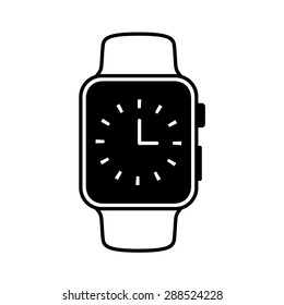 Smart watch wearable with classic time face flat vector icon for apps and websites