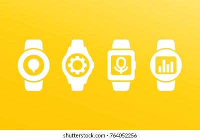 Smart watch, wearable devices vector icons