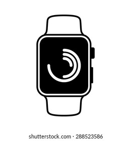 Smart watch wearable with fitness tracking graph flat vector icon for apps and websites svg
