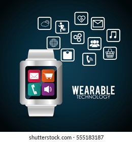 smart watch wearable technology multimedia vector illustration eps 10