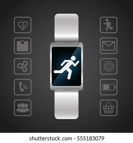 smart watch wearable technology portable dark background vector illustration eps 10