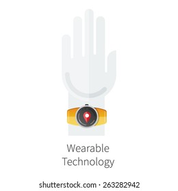 Smart watch wearable technology. Scalable vector flat illustration on white background.