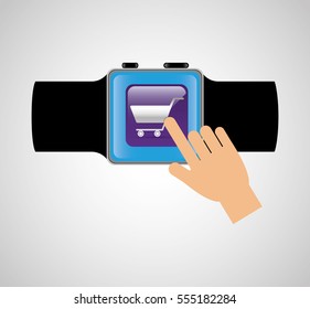 smart watch wearable technology shooping cart online vector illustration eps 10