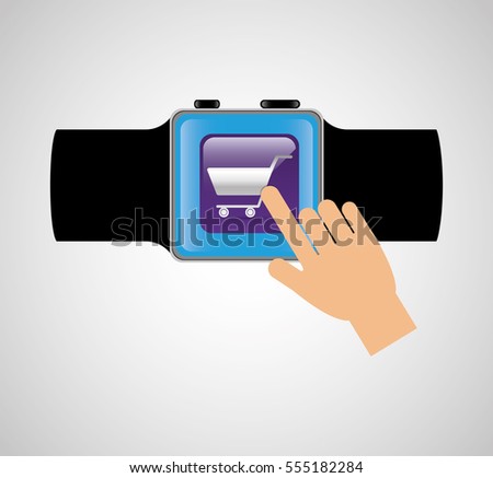smart watch wearable technology shooping cart online vector illustration eps 10