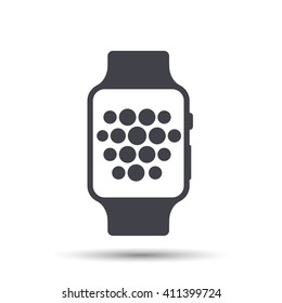 Smart watch wearable with time face flat icon. Vector Illustration