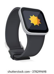 Smart watch with weathe icon on display