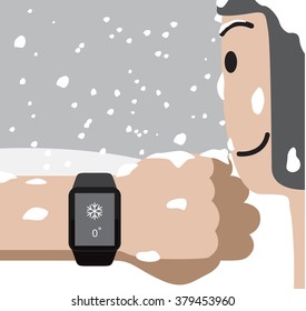 Smart Watch Weather Cartoon Vector Illustration