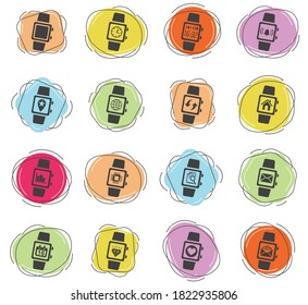 smart watch web icons for user interface design