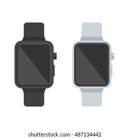 Smart watch white and black. Gadget wrist. The technology concept. Vector illustration in trendy style isolated on white background for web design website, banner or print advertising