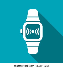 Smart watch with wireless connection icon. Web UI illustration