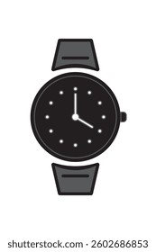 Smart watch or wrist watch icon on white background. Round shape wrist watch icon. Time , clock and alarm clock icon vector symbol. Vector illustration.
