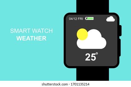 Smart watches with app icons, vector flat style design, Application