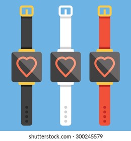 Smart watches concepts set. Creative flat vector illustration