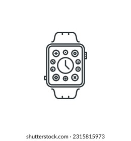 Smart, relojes, electrónica, electrodomésticos, tecnología, icono de gadget, ilustración vectorial