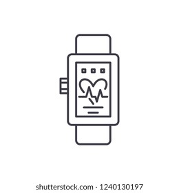 Smart watches line icon concept. Smart watches vector linear illustration, symbol, sign
