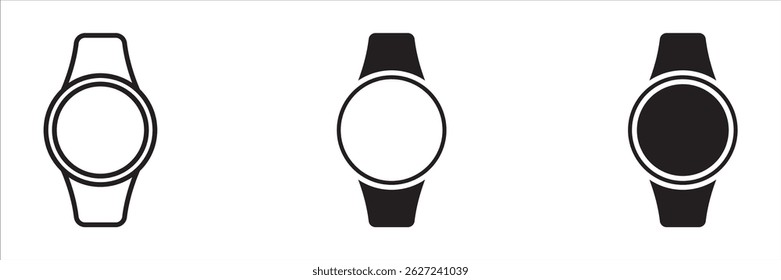Smart watches linear icon set. Wearable electronic devices. Simple outlined icons, Smartwatch design symbol for apps and websites. Vector illustration
