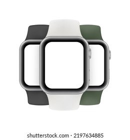 Smart Watches Mockups With Blank Screen Screens, Isolated on White Background. Vector Illustration