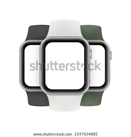 Smart Watches Mockups With Blank Screen Screens, Isolated on White Background. Vector Illustration