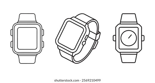 Smart Watches outline vector Icons Isolated on White Background