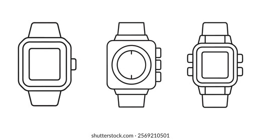 Smart Watches outline vector Icons Isolated on White Background